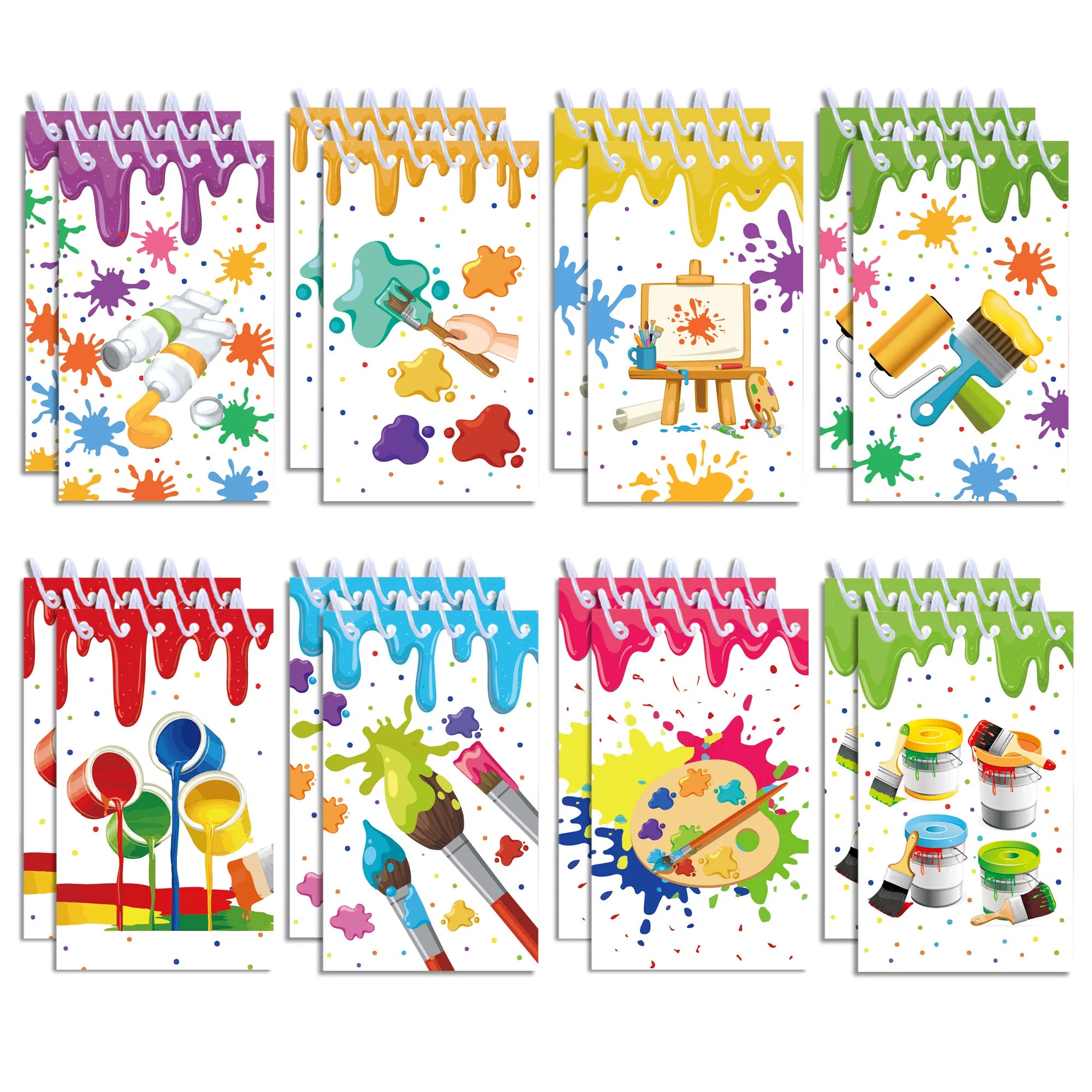 8pcs Art Color Palette Themed Mini Spiral Pocket Notebooks Memo Pad Coil Booklet Notepads For Office Stationery School Diaries