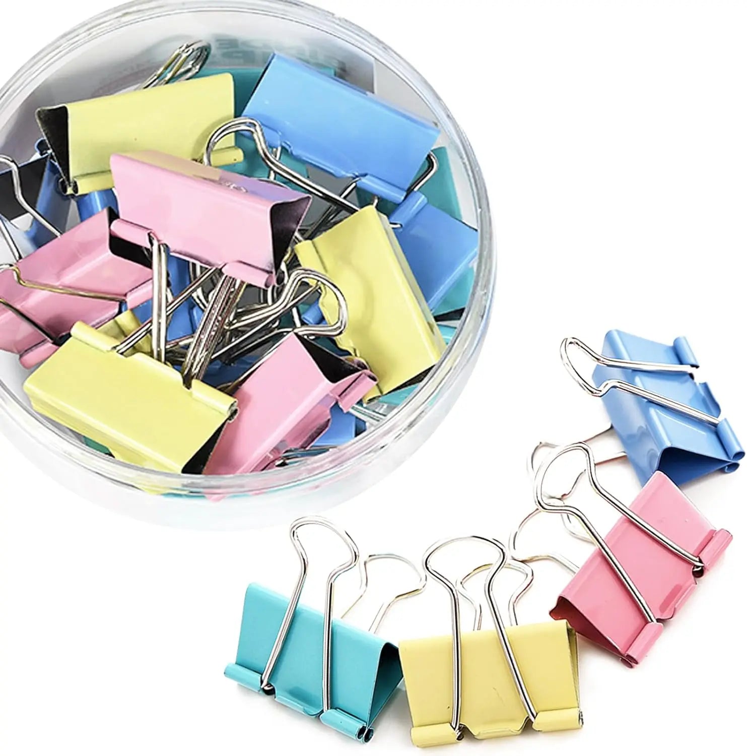 24pcs 32mm Office Stationery Color Long Tail Clip Metal Stainless Steel Document Multi-functional Color Long Tail Ticket Clip