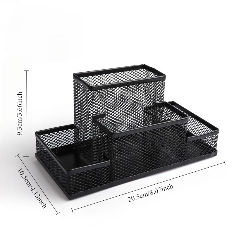 Multi-functional Black Mesh Desk Organizer Pen Holders Desktop Stationery Tame Desktop Clutter for Office Supplies Pen Holder
