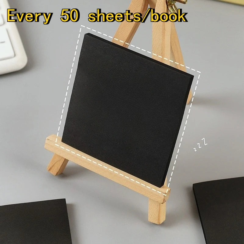 Black office notes (50/100/200 pages) solid color with white marker pen, can be used for office/school/home memos