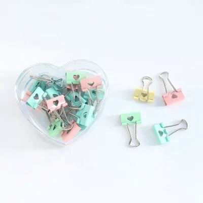 Macaron hollowed out heart-shaped long tail clip, colorful small clip, cute folder, tailcoat clip, bill book clip