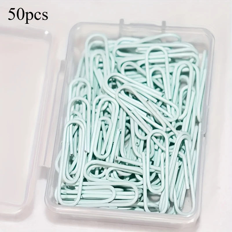 50pcs 28mm Metal Paperclips Documents Bookmarks Index Page Paper Binder File Clips School Office Supplies Stationery Accessories