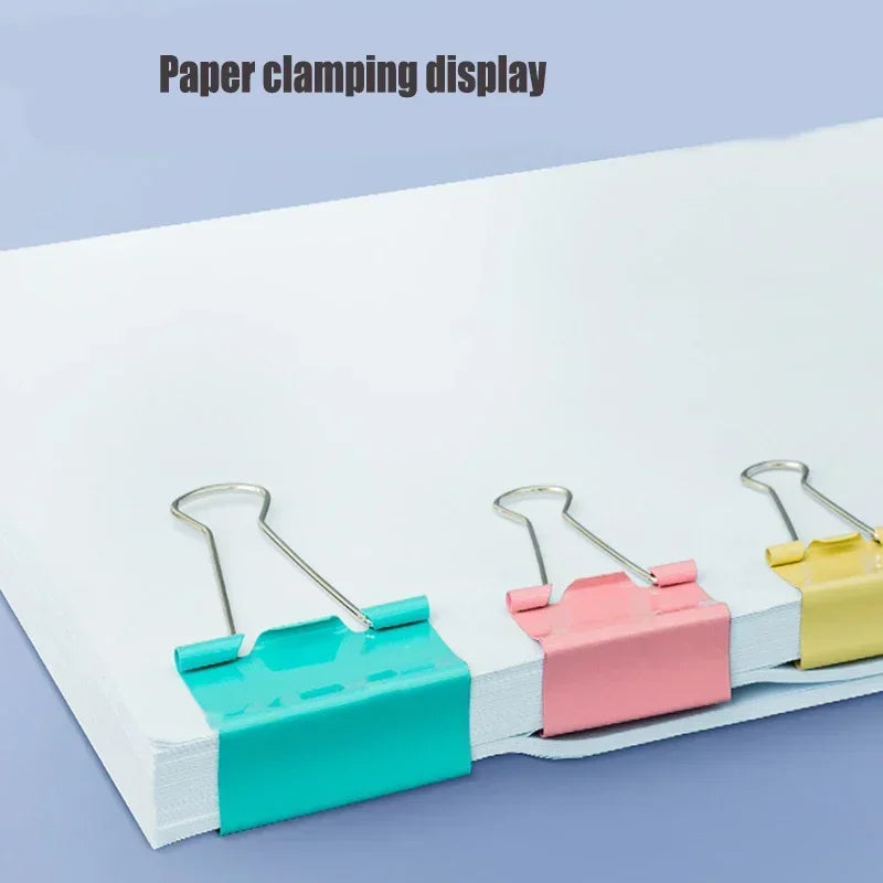 24pcs 41mm Office Stationery Color Long Tail Clip Metal Stainless Steel Document Multi-functional Color Long Tail Ticket Clip