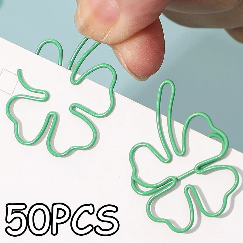 10-50PCS Cute Lucky Four-Leaf Clovers Paper Clips Metal Paperclips For Bookmarks Notes Photos Organizer Clips Binding Clamp