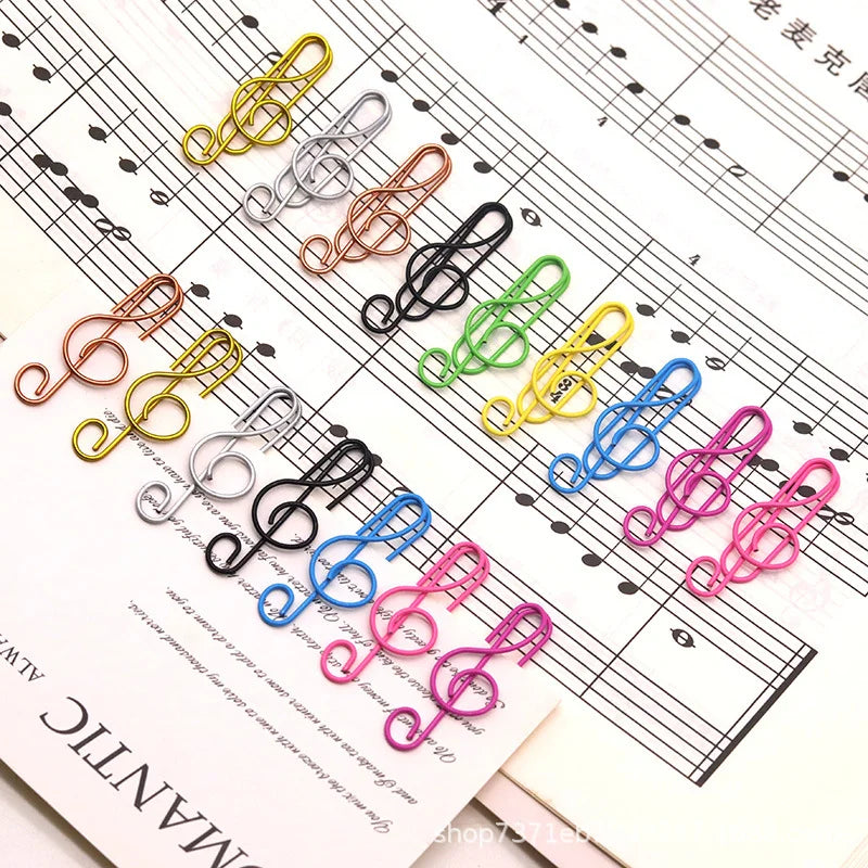 9pcs Creative Cute Paper Clips Musical Note Paperclip 20pcs Multicolor Metal Memo Bookmarks Index Office School Stationery clips