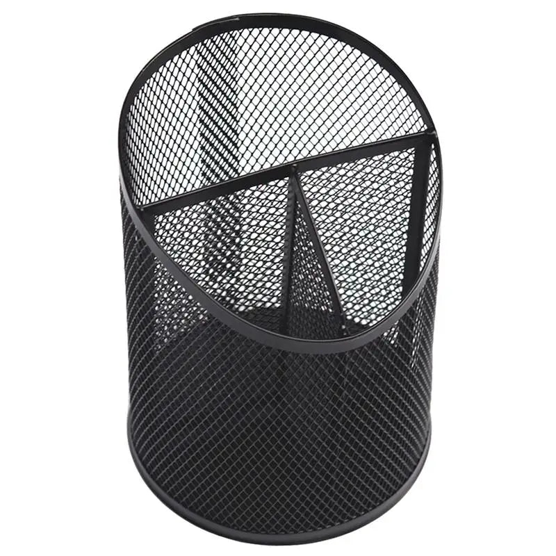 Bevel Pencil Holder Office Desk Metal Mesh Square Pen Pot Cup Case Container Organiser Durable Pencil Case Black Silver